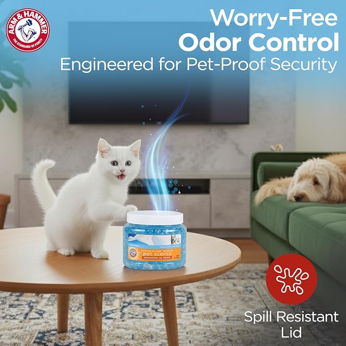 Arm & Hammer for Pets Air Care Pet Scents Deodorizing Gel Beads, Pet Odor Eliminator for Rooms Closets and Small Spaces with Long Lasting Odor Control, Fresh Breeze Scent, 12 oz