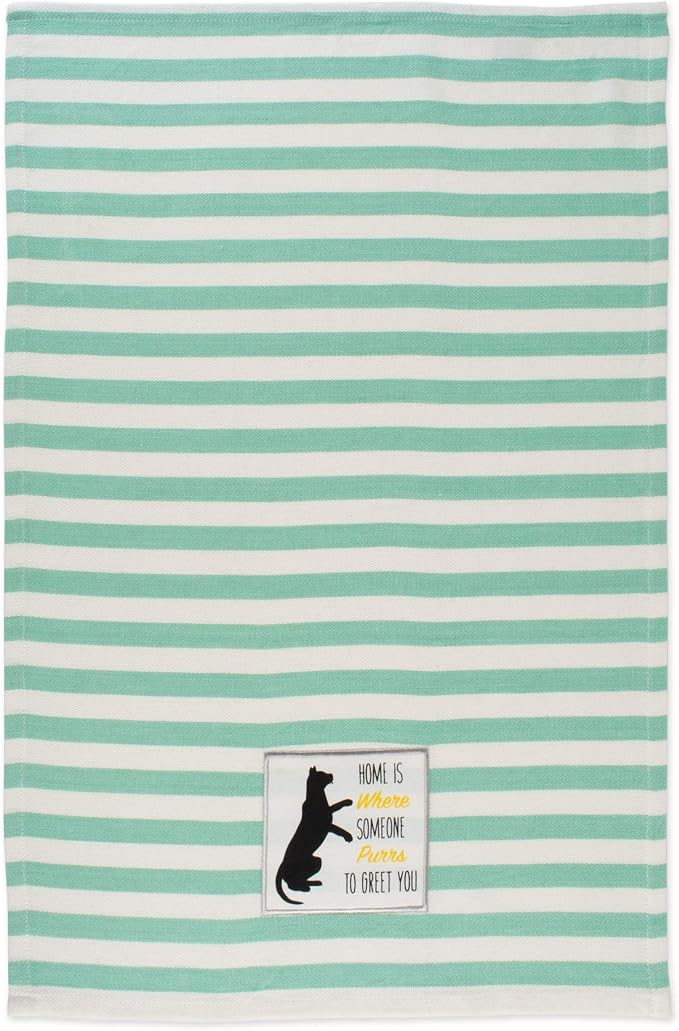DII Everyday Pets Kitchen Collection Absorbent Dishtowel Set, 18x28, Cat Greeting, 2 Count