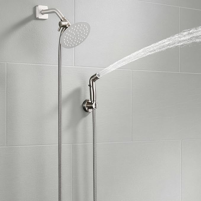 G-Promise Dog Shower Sprayer Attachment for Fast and Clean Pet Showering, Multifunctional Shower, Metal Diverter, 100 Inch Extra Long Hose, No Drill Hook, Dog Washing-Bathroom (Brushed Nickel)
