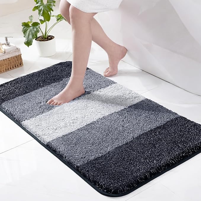 Exclusivo Mezcla Bathroom Rugs Mat 24x36, Extra Soft Non Slip Absorbent Microfiber Bath Rugs, Machine Washable Quick Dry Bath Mats for Bathroom Floor, Shower, Home Decor, Gradient Navy Blue