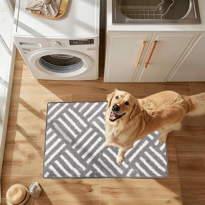 ORTIGIA Striped Gray Bathroom Rugs Non Slip Washable, 20x30 Quick Dry Absorbent Soft Plush Microfiber Bath Mats, Bath Rugs for Bathroom Floor Carpet for Sink Bedroom