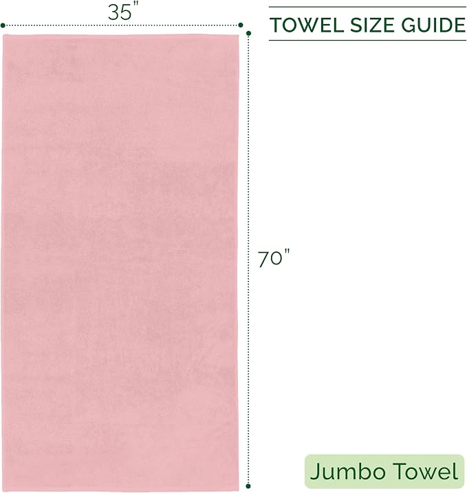 Elegant Comfort Three Line Popcorn Towel Set for Bathroom 35 x 70 inches, Premium Hotel Quality 1-Pack Jumbo Towels, 100% Turkish Cotton, Soft and Durable, Quick Dry and Highly Absorbent, Dusty Pink