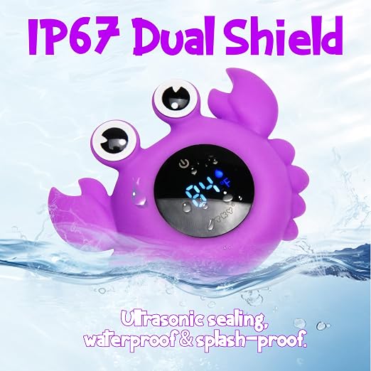 Crab Baby Bath Thermometer Toy - Digital Floating Water Thermometer with LED Display, Color Temperature Alerts & Safe Bath Sensor for Newborn, Infant Bathtub Essentials
