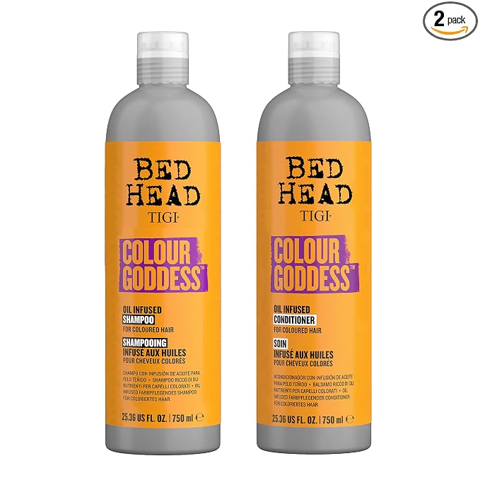 TIGI Bed Head Moisturizing Shampoo and Conditioner Set for dyed hair, Colour Goddess with Sweet Almond & Coconut Oils, 25.36 fl oz, 2 Pack