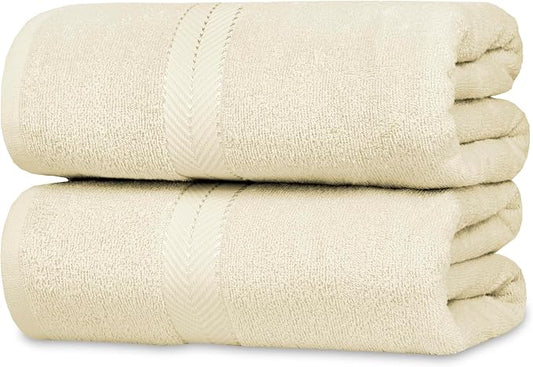 Casa Lino Bath Sheets Set Extra Large - 100% Cotton Extra Large Bath Towels - Highly Absorbent & Quick Dry Oversized Towels for Adults - 36"x72" - Pack of 2 - (Linen Brown)