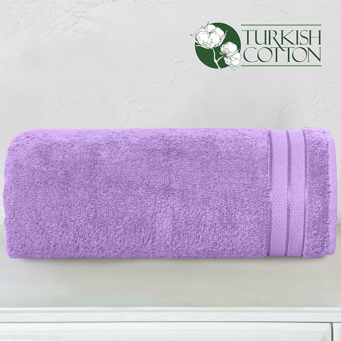 Elegant Comfort Three Line Popcorn Extra Large Luxury Bath Towel - 40" x 80" inch, Premium Hotel Spa Quality 1 Piece Oversized Bath Sheet 100% Turkish Cotton Super Soft Highly Absorbent, Lavender