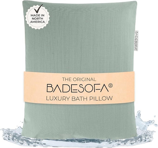 BADESOFA® Luxury Bath Pillow S - Ultra Comfortable & Quick-Drying Bath Back Pillow - Washable Full Body Bath Pillow for Bathtub - Therapeutic Head and Neck Support - Luxury Spa Cushion in Green