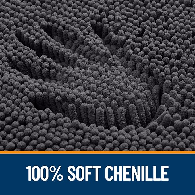 OLANLY Large Bathroom Rugs 45x27, Extra Soft Absorbent Chenille Bath Rugs, Rubber Backing Quick Dry, Machine Washable Bath Mats for Bathroom Floor, Tub and Shower, Home Decor Accessories, Dark Grey