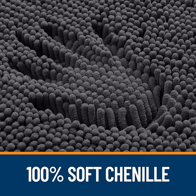 OLANLY Large Bathroom Rugs 44x32, Extra Soft Absorbent Chenille Bath Rugs, Rubber Backing Quick Dry, Machine Washable Bath Mats for Bathroom Floor, Tub and Shower, Home Decor Accessories, Dark Grey