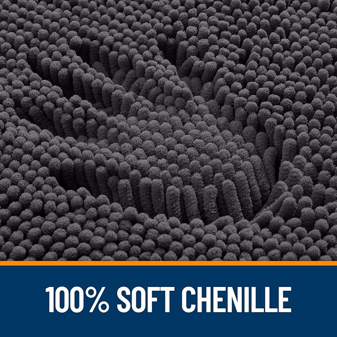OLANLY Bathroom Runner Rugs 47x20, Soft Absorbent Chenille Bath Rugs, Rubber Backing Quick Dry, Machine Washable Long Bath Mats for Bathroom Floor, Tub and Shower, Home Decor Accessories, Dark Grey