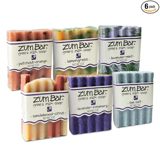 Zum Indigo Wild Goat's Milk Soap Bar - Bar Soap for Hands & Body Made with Essential Oils - 3 oz - Fresh Blends (6 Pack)
