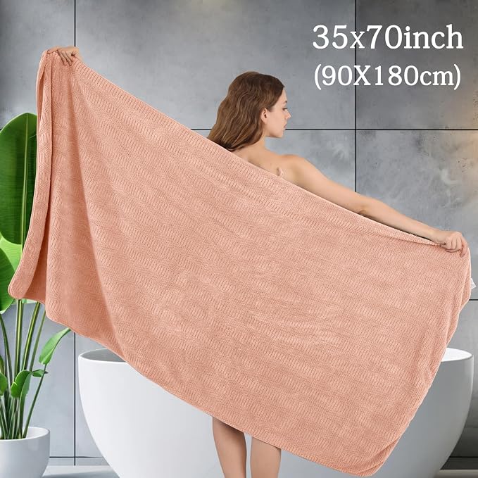 8 Piece Bath Towel Set-2 Oversized Bath Sheets(35"x70"),2 Hand Towels,4 Washcloths-Extra Large Microfiber Towel Sets,Less Lint Highly Absorbent & Quick Dry Bath Towels for Bathroom Gym Pool,Orange