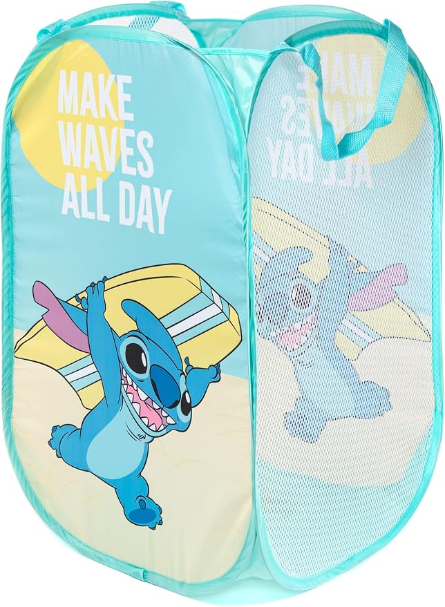 Jay Franco Disney Lilo and Stitch Kids Collapsible Pop Up Laundry Hamper | Mesh Basket with Durable Handles, Folds Flat for Storage, Lightweight for Bedroom or Nursery, Officially Licensed