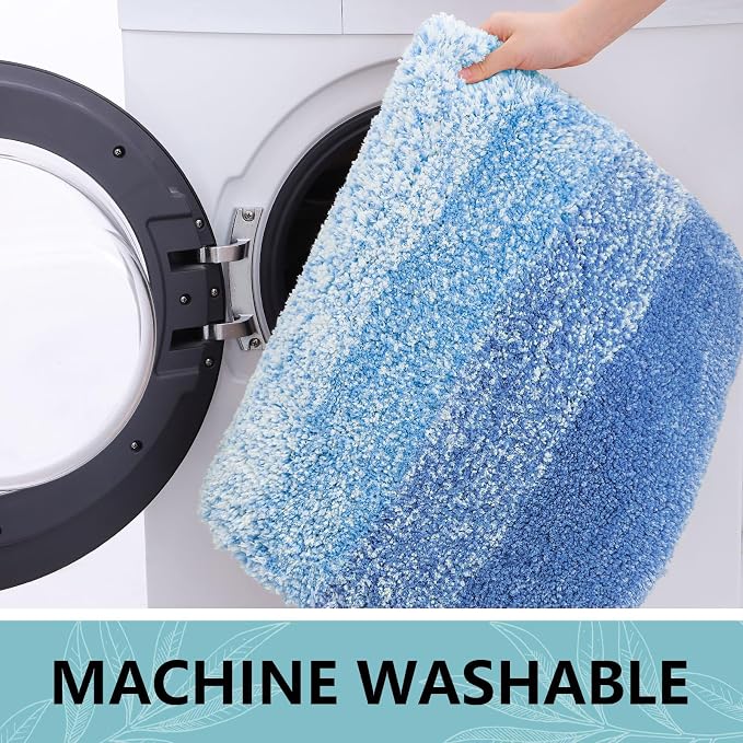 Arotive Microfiber Bathroom Rugs, Shaggy Soft and Absorbent Bath Rug, Thick Plush Machine Washable Dry Bath Mats for Bathroom, Tub and Shower, 70x24, Light Royal Blue, Rectangular