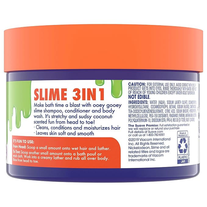 Suave Kids Shampoo, Conditioner, Bodywash 3 in 1 For Ease Squishy Purple Coconut Tear-Free 10 oz