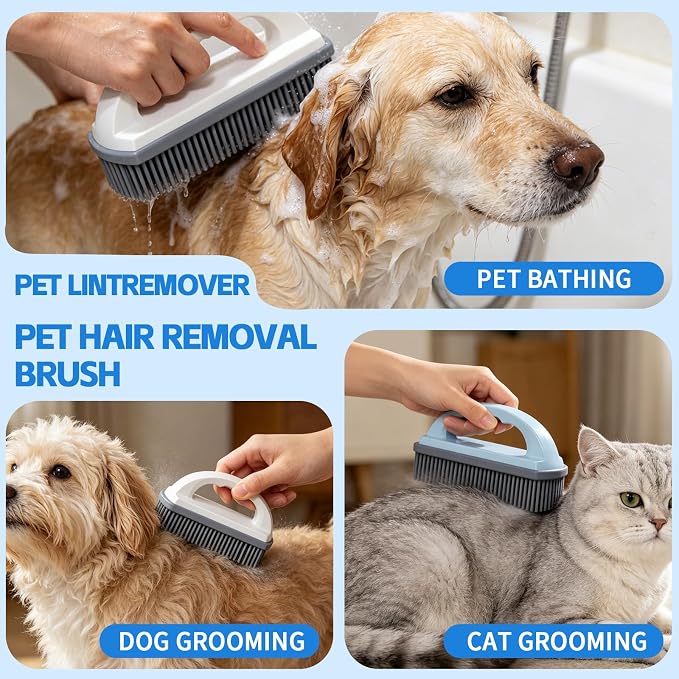 HOP Blue Rubber Pet Hair Removal Brush Lint&Debris Remover Brush | Rubber Bristles,Lint&Debris Remover,Pet Hair Removal Brush