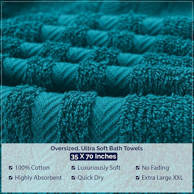DAN RIVER 2 Pack Luxury Bath Sheets 35x70, 600 GSM, Soft & Quick Dry 100% Ring Spun Cotton Towels Ideal for Hotels, Spas, Gyms & Salons Extra Large, Teal