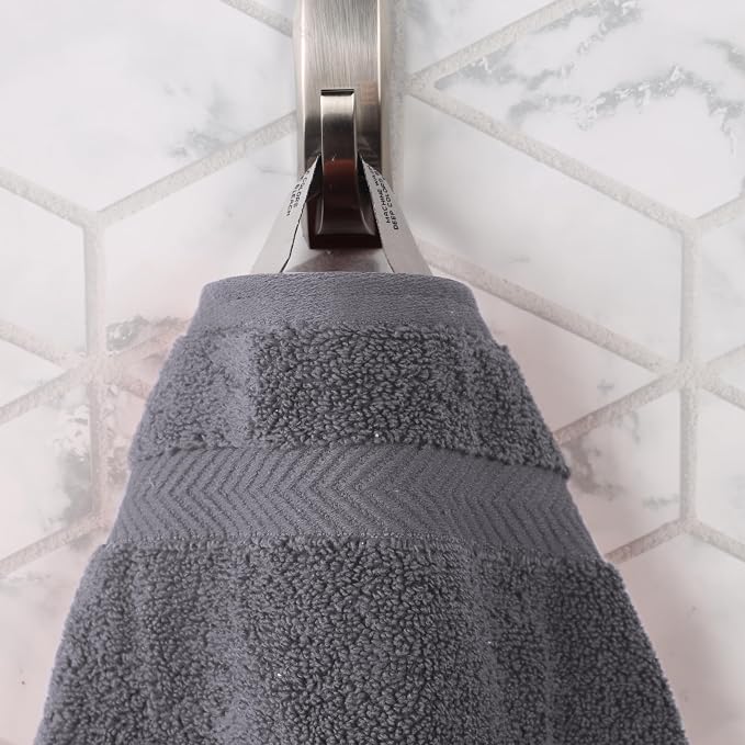 Superior Cotton Hand Towel Set, Medium Sized Towels, Plush Soft Absorbent Bathroom Basics, Home Essentials, Spa, Salon, Hotel, Kitchen, Luxury Quick Dry, Zero Twist Collection, Set of 6, Grey