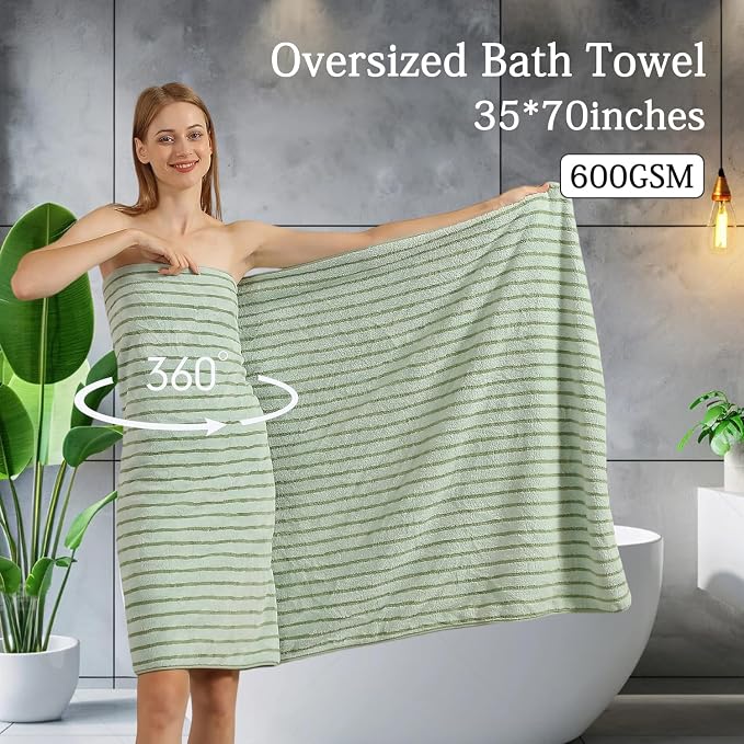 Mistyrose Bath Towels,8 Pack Large Bath Towels Set Super Absorbent Microfiber Bath Sheets-2 Oversized Bath Sheets 2 Hand Towels 4 Washcloths for Family Hotel Spa Gym(Light Green)