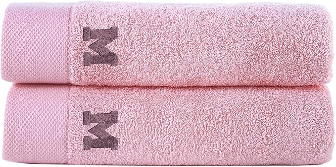 Personalized Towels - Customized Turkish Hand Towel - Cotton Towel Set of 2 - Monogrammed Towels with Initials Name Embroidery (Pink, Hand Towels - Set of 2)