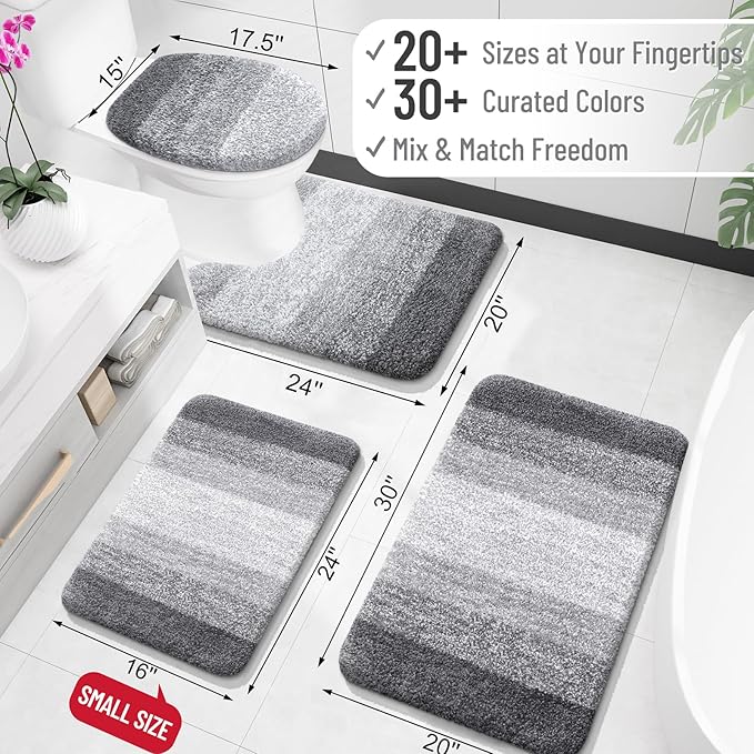 OLANLY Large Bathroom Rugs Mat 40x24, Extra Soft Absorbent Microfiber Bath Rugs, Rubber Backing, Quick Dry, Machine Washable Bath Mats for Bathroom Floor, Tub and Shower, Home Decor Accessories, Grey