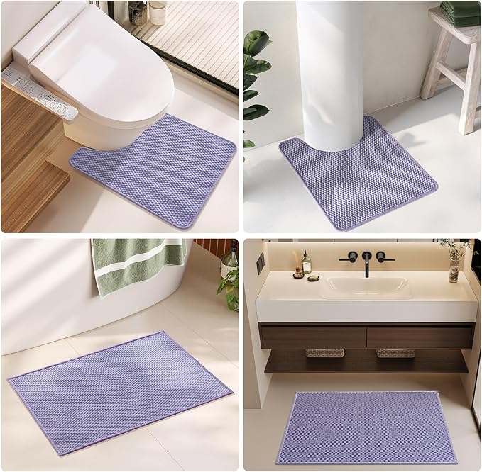 TYUU Bathroom Runner Rugs, Long Bath Mat Runner Washable Thin Quick Dry Low Pile Bathroom Runner Rugs Non Slip, Lavender 24"x70"