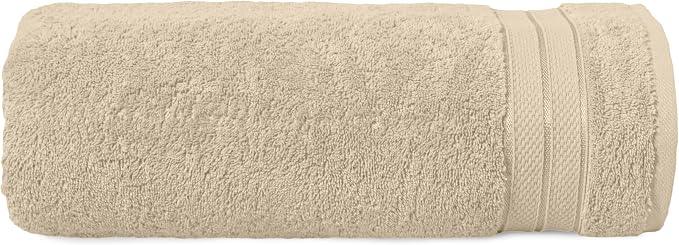 Elegant Comfort Three Line Popcorn Towel Set for Bathroom 35 x 70 inches, Premium Hotel Quality 1-Pack Jumbo Towels, 100% Turkish Cotton, Soft and Durable, Quick Dry and Highly Absorbent, Ivory