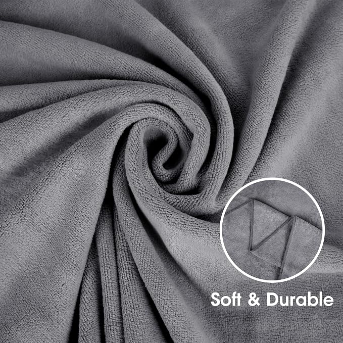 JML Bath Towels Set 4 Pack (30" x 60") - Large, Soft, Absorbent, Quick Dry Microfiber Towel for Hair Wrap, Fitness, Sports, Yoga, Swim, Pool, Grey