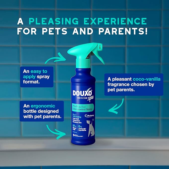 DOUXO SPA Dog Deodorizing Spray, 11.5 fl oz, Neutralizes Unpleasant Odors Between Baths, Leaves the Coat Fresh, Smelling Great, Skin-Friendly Ultra-Freshening Formula