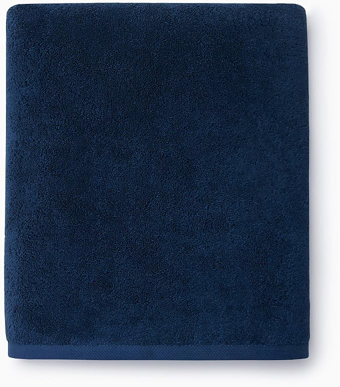 Sferra Cielo Bath Sheet 40" x 70" - 100% Long-Staple Zero Twist Cotton Towel, Fade-Resistant Dye, Super Soft and Highly Absorbent, Luxurious Woven Border Large Towels for Bathroom, Ink