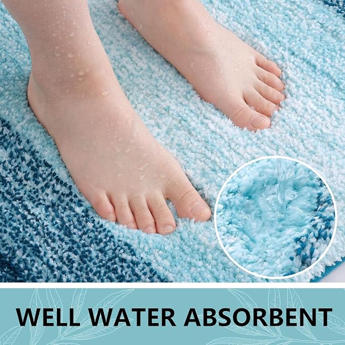 Arotive Microfiber Bathroom Rugs, Shaggy Soft and Absorbent Bath Rug, Thick Plush Machine Washable Dry Bath Mats for Bathroom, Tub and Shower, 59x24, Peacock Blue, Rectangular
