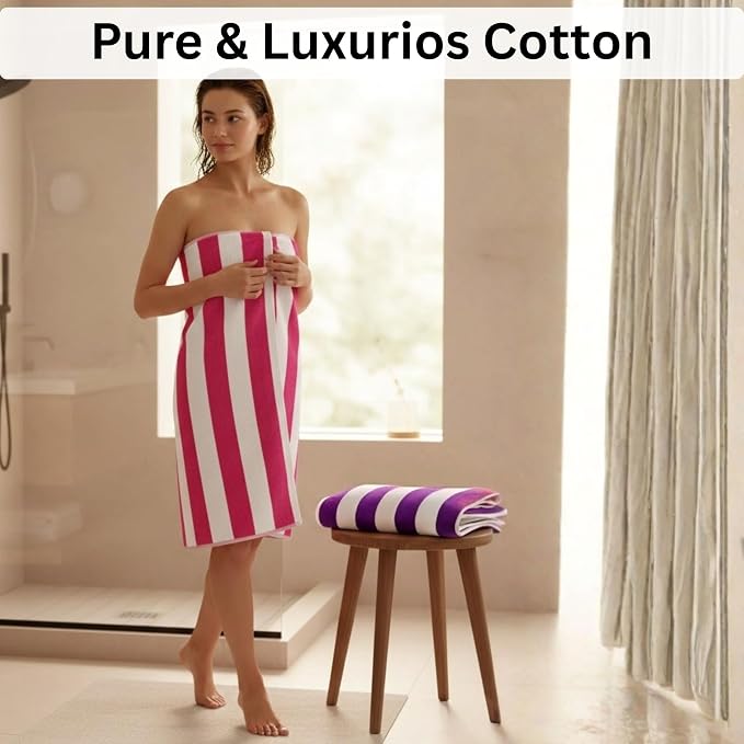 Beach Towels 6 Pack Large 30x60-100% Cotton Beach & Pool Towels Bulk Cabana Stripe - Quick Dry Bath Towel Set for Swim, Beach Essentials, Bathroom, Hot Tub, Yoga, Hotel & Airbnb Guests