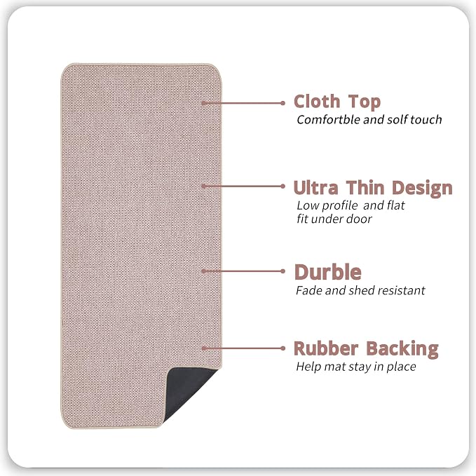 Bosap Bath Mat,Ultra Thin Bathroom Runner Rugs,Large Bath Mats for Bathroom,Quick Dry,Non-Slip,Machine Washable,Low Pile,Bath Rug,Shower Outside,Sink,Home Decor Accessories.Beige,3'x4'(36x48inch)