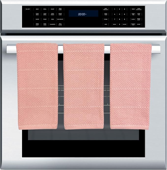 Serafina Home Light Pink Kitchen Hand Dish Towels: Oversized 28" x 18",100% Cotton Cloth Soft Cleaning Drying Absorbent Textured Design, Set of 3 Multipurpose for Everyday Use (Pink)