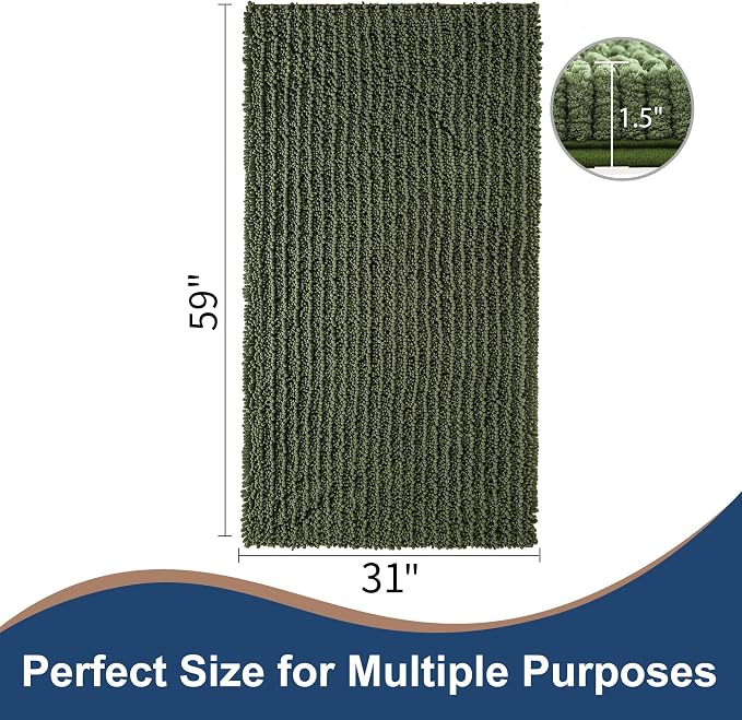 FLOLEOPA Soft Plush Microfiber Bathroom Rugs, Absorbent Bath Rugs Non Skid Machine Wash Dry Bath Mats for Tub,Shower and Bath Room Floor Mats(Loden,31x59 inches)