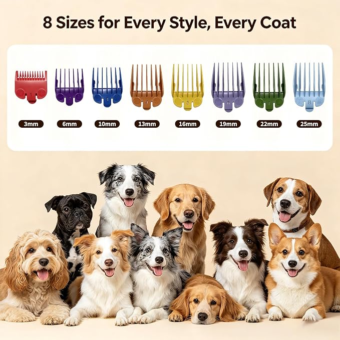 Dog Grooming Kit for Heavy Thick Hair&Coats,Low Noise Dog Hair Trimmer,Rechargeable Cordless Pet Shaver with Stainless Steel Blade, Dog Clippers for Grooming for Small Large Dogs Pets (Sliver)