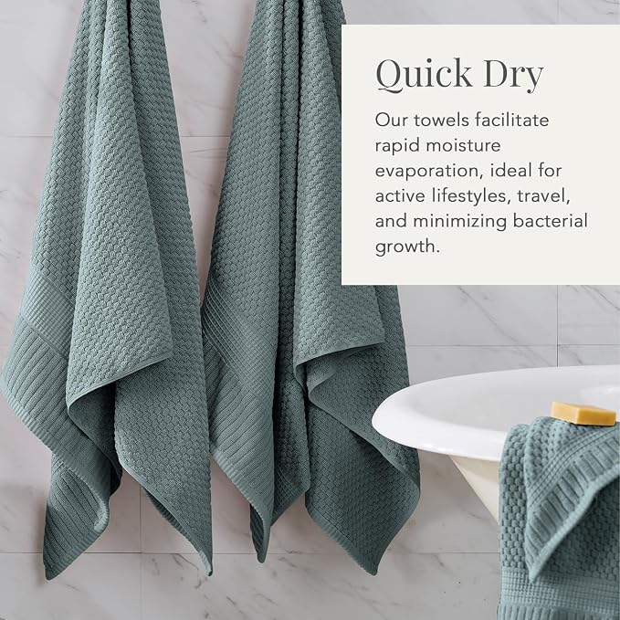 NY Loft 100% Cotton 6-Pack Hand Towel Set | Stormy | Oeko-TEX | Quick-Dry | Six 16" x 28" Hand Towels | Super Absorbent | Designer-Styled Texture