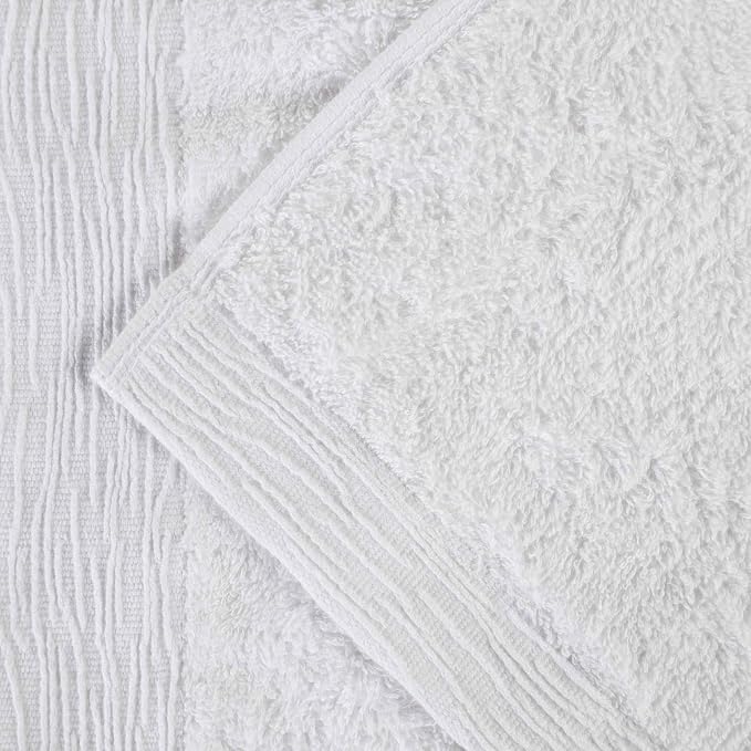 Superior Rayon from Bamboo Blend 8-Piece Towel Set, Luxury Quick Dry, Bathroom Essentials, Shower, Spa, Plush Soft Absorbent Towels, Includes 2 Bath, 2 Hand, 4 Washcloth/Face Towels, White