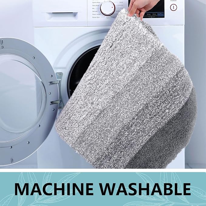 Arotive Microfiber Bathroom Rugs, Shaggy Soft and Absorbent Bath Rug, Thick Plush Machine Washable Dry Bath Mats for Bathroom, Tub and Shower, 45x27, Grey, Rectangular