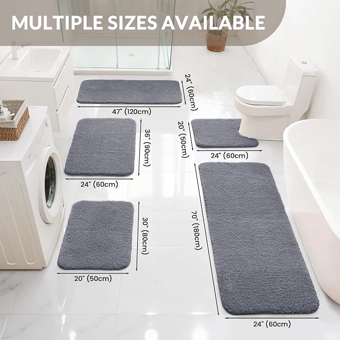 Exclusivo Mezcla Bathroom Rugs Mat 24x36, Extra Soft Non Slip Absorbent Microfiber Bath Rugs, Machine Washable Quick Dry Bath Mats for Bathroom Floor, Shower, Home Decor, Solid Grey