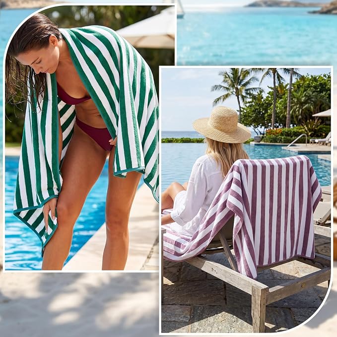 SmoothNovelty 8 Pack Microfiber Bath Towels Bulk 27'' x 60'' Oversized Bath Towel Highly Absorbent Extra Large Shower Sheets Soft Drying for Beach Pool Bathroom Salon Party(Wide Stripe,Bright)