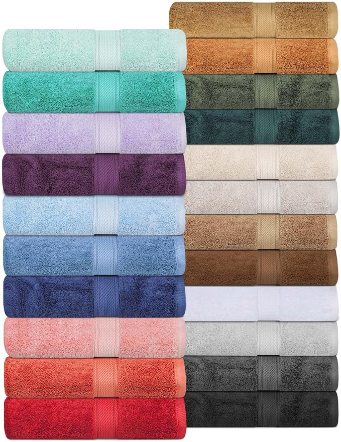 Superior Egyptian Cotton Plush & Absorbent, Bath Towel Set of 4, Navy Blue | Quick Dry, Soft Luxury Towel Set, Bath Essentials for Bathroom, Guest Bath, Spa, 4 Piece Bath, Madeline Towels