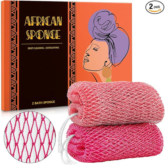 African Net Sponge Authentic - African Exfoliating Net Sponge Real African Wash Cloth - African Bath Sponge Loofah with Knots Exfoliator Net - Skin Smoother Scrub Net for Shower Body Scrubber