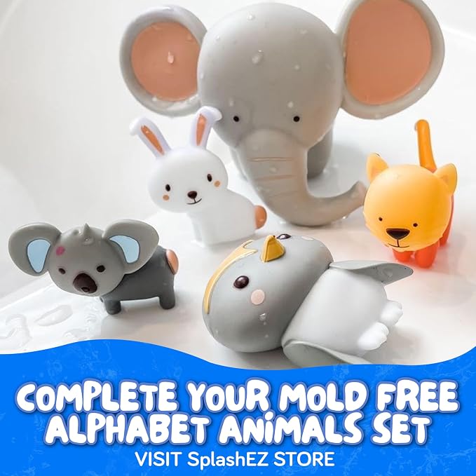 SplashEZ Animal Toy, Mold Free Bath Toys for Toddlers & Kids, No Hole Bath Toy for Bathtub, Pool, Shower for Boys & Girls