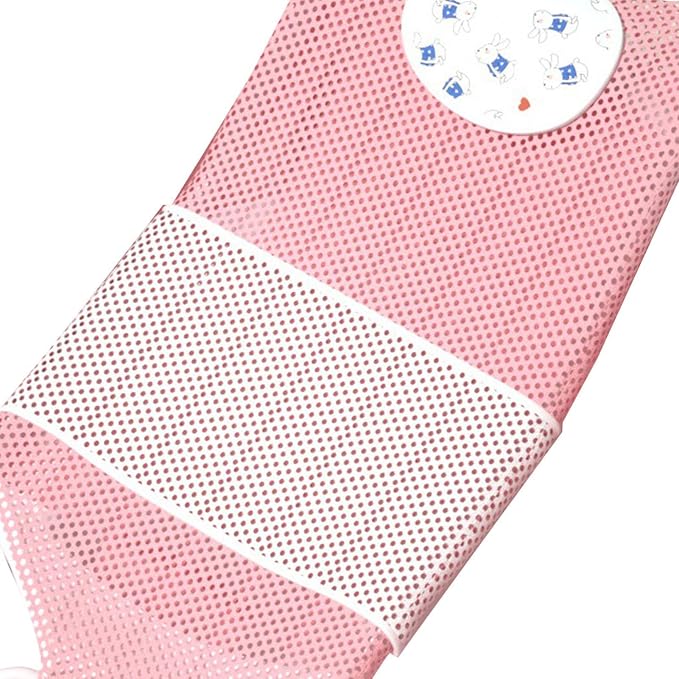 Baby Bath Seat Support, Non Slip Mesh Cushion Portable Bath Tub Seat Net for Newborns to Toddlers Pink PP Material with Pillow and Slip Pad