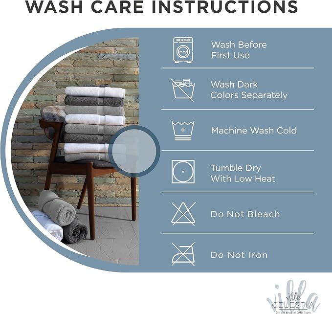 Cotton Washcloths Set of 12, 12x12 Inch, 100% Ring-Spun Combed Cotton, Soft Absorbent Quick-Dry Wash Cloths for Face and Body, Oeko-TEX Certified, Hotel & Spa Quality, Blue