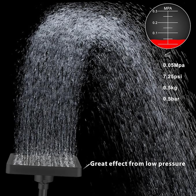 Voolan High Pressure Rain Shower Head with Handheld Spray Combo, Hand Held Filter Showerhead with Self-adhesive Holder and 59" Hose (Matte Black)