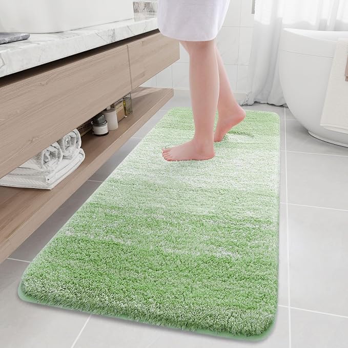 Arotive Microfiber Bathroom Rugs, Shaggy Soft and Absorbent Bath Rug, Thick Plush Machine Washable Dry Bath Mats for Bathroom, Tub and Shower, 70x24, Sage Green, Rectangular