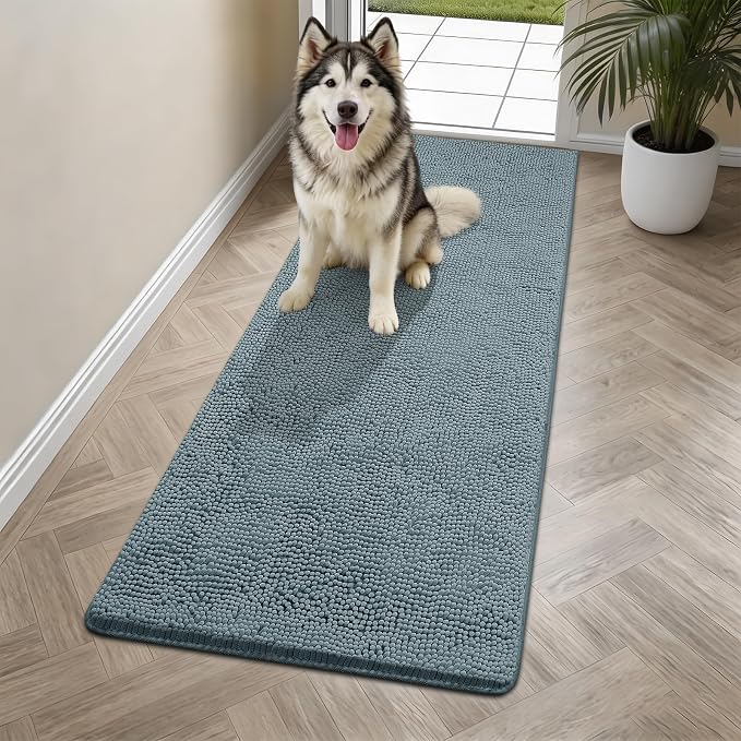 Bcoimo Super Absorbent Dog Door Mat, 60"*24" Anti Slip Mat for Muddy Paws, Pet Rugs for Dirty Paws Washable that Absorbs Moisture and Dirt, for Dog Cage and Pet Resting Carpet
