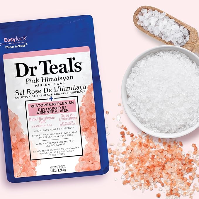 Dr Teal's Epsom Salt Magnesium Soak, Restore & Replenish with Pink Himalayan Salt, 3 lbs